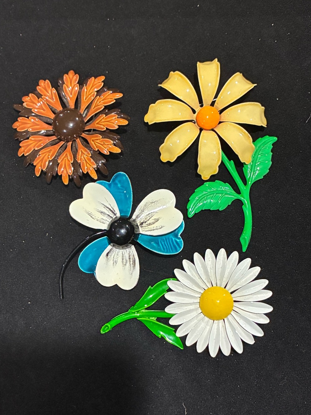 Vintage MCM Flower Power Enamel Brooch Bundle